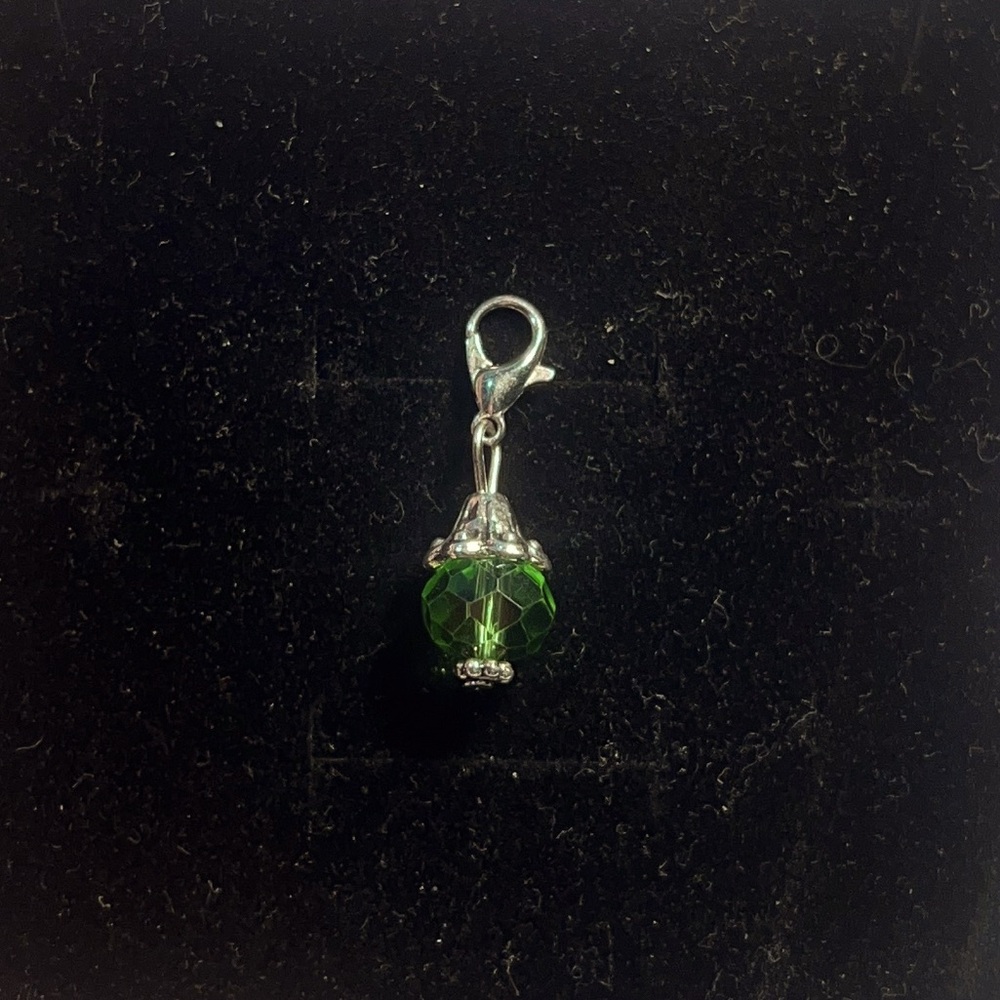 Emerald Green Charm with Silver Accents, plastic!